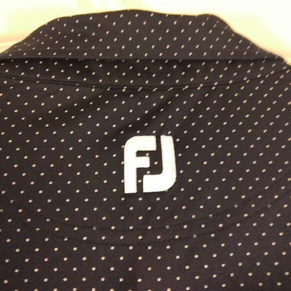 FootJoy FJ golf polo shirt mens 2XL XXL blue polka dot all over performance - Picture 4 of 9